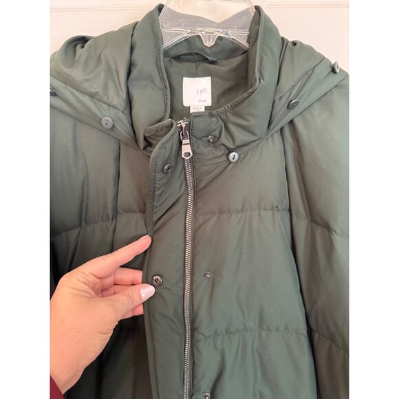 J.Jill Green Hooded Full Zip Down Puffer Winter Coat Size 3X - Picture 4 of 10